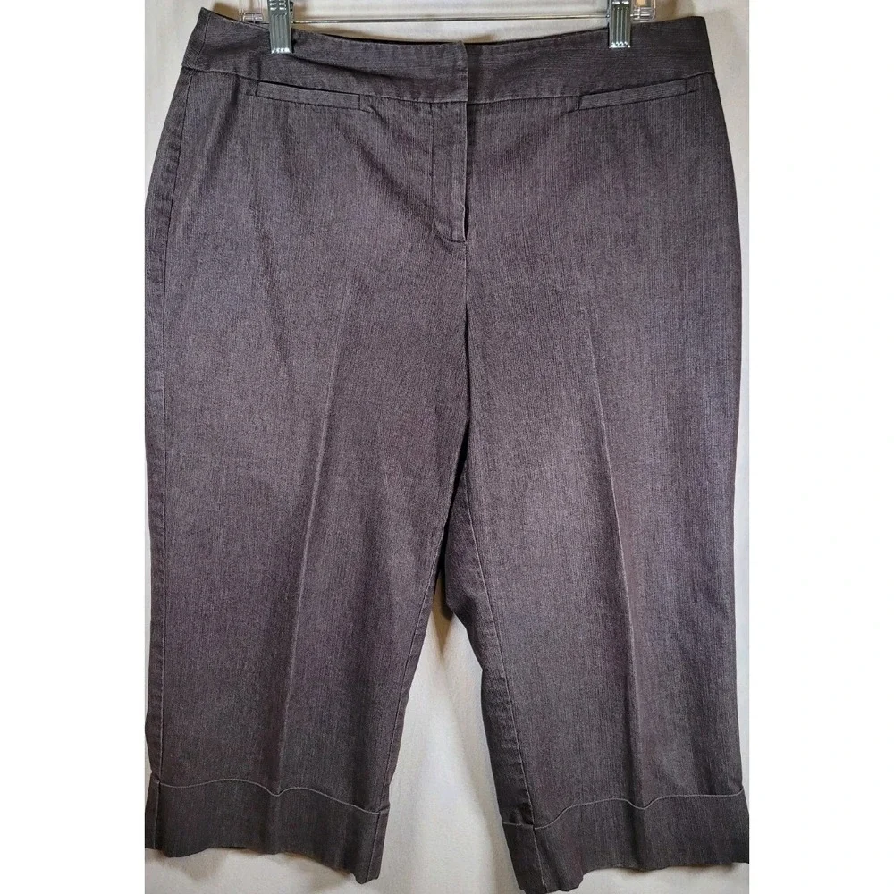 La Vita cropped wide leg Pants pin stripe Business Casual Dress trousers size 8‎